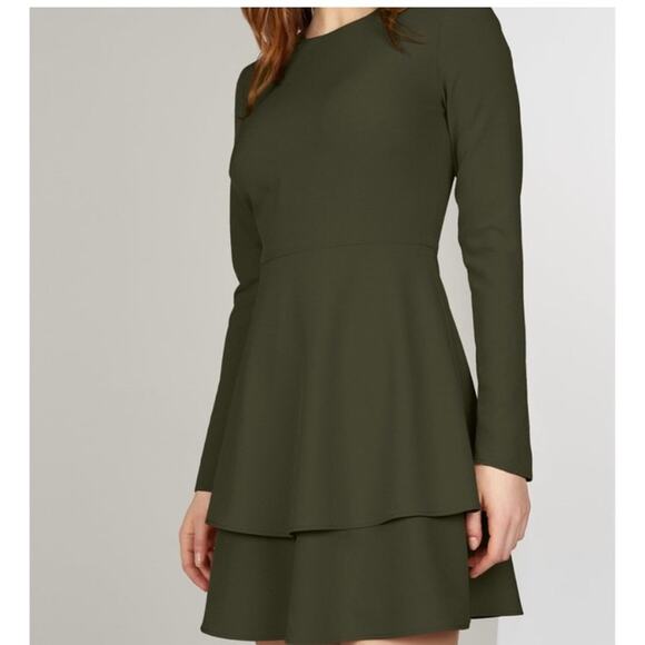 Hutch Olive Green Tiered Dress Size 2 - Picture 1 of 7
